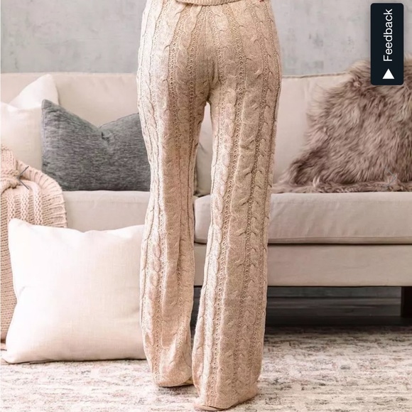 A. Peach Cable Knit Wide Leg Pant - Picture 10 of 10